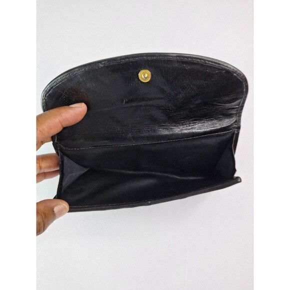 Vintage Genuine Leather SHARIFF Black Patchwork Bi-fold Wallet Flap Embroidered - Picture 5 of 8